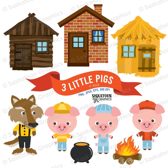 The Three Little Pigs Clipart Instant Download File - Etsy