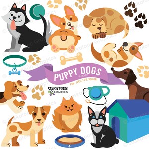 Imágenes prediseñadas de cachorro - Mascotas - Descarga instantánea - Gráficos digitales - Diseño de producto - Uso comercial - EPS, PNG, JPEG - #A045