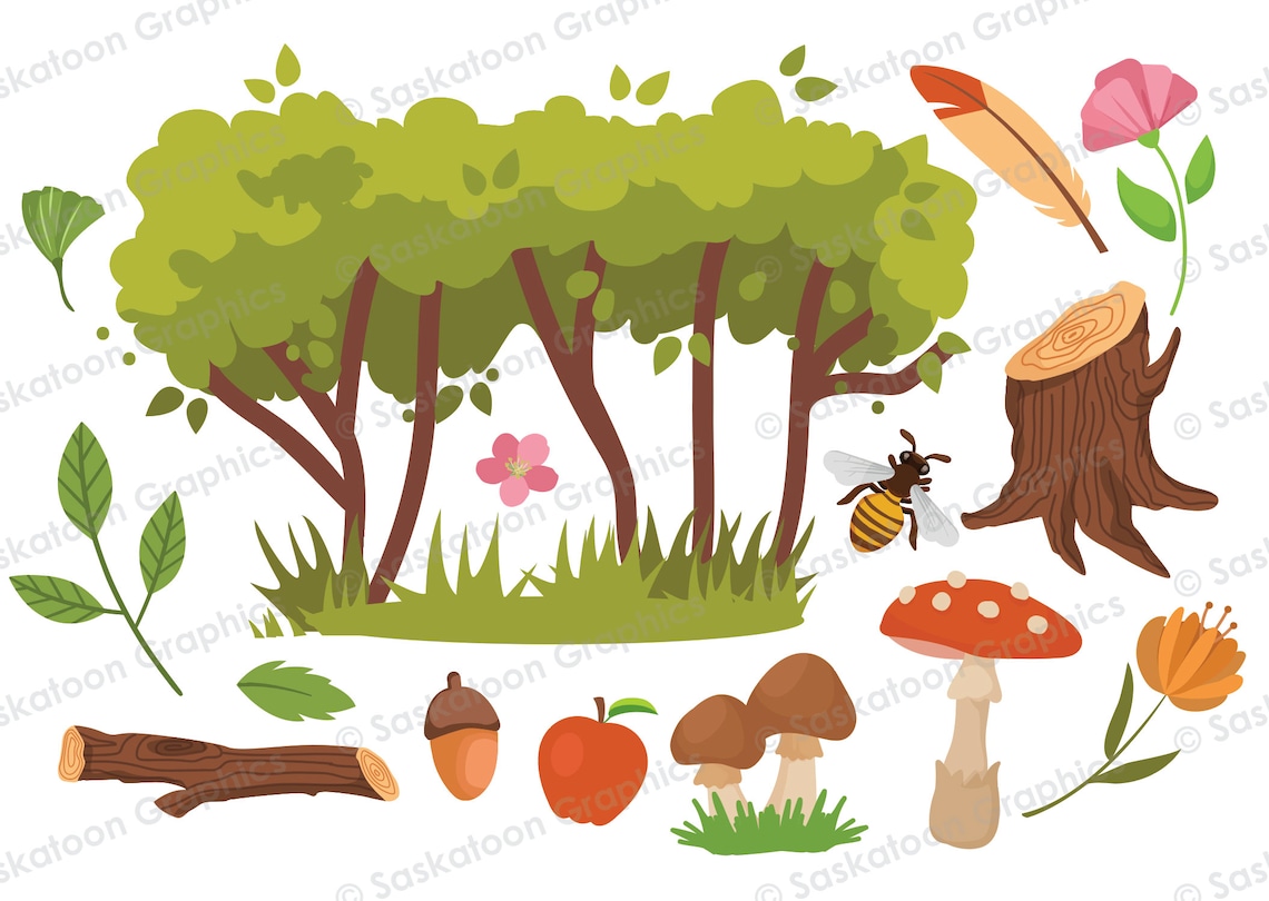 Woodland Forest Nature Clip Art Instant Download File Digital Graphics