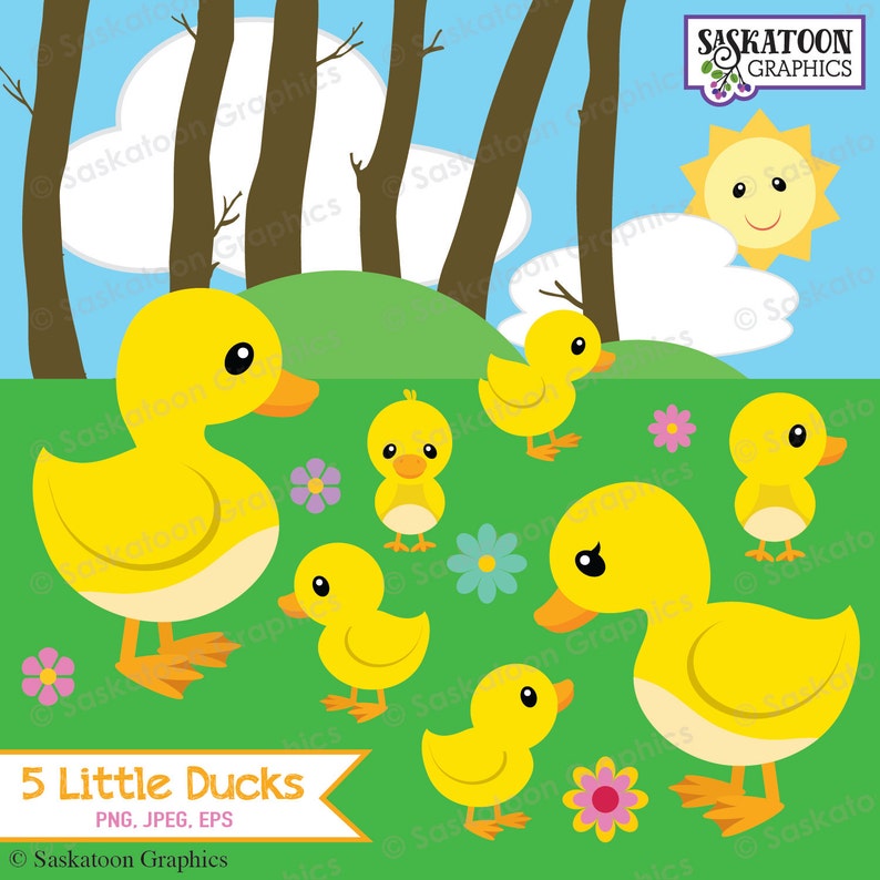 Five Little Ducks Went Out to Play Clip Art - Instant Download File ...