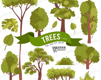 Forest Trees Clip Art - Instant Download File -  Digital Graphics - Product Artwork - Crafts - Commercial Use - EPS, PNG, JPEG - Item #N011