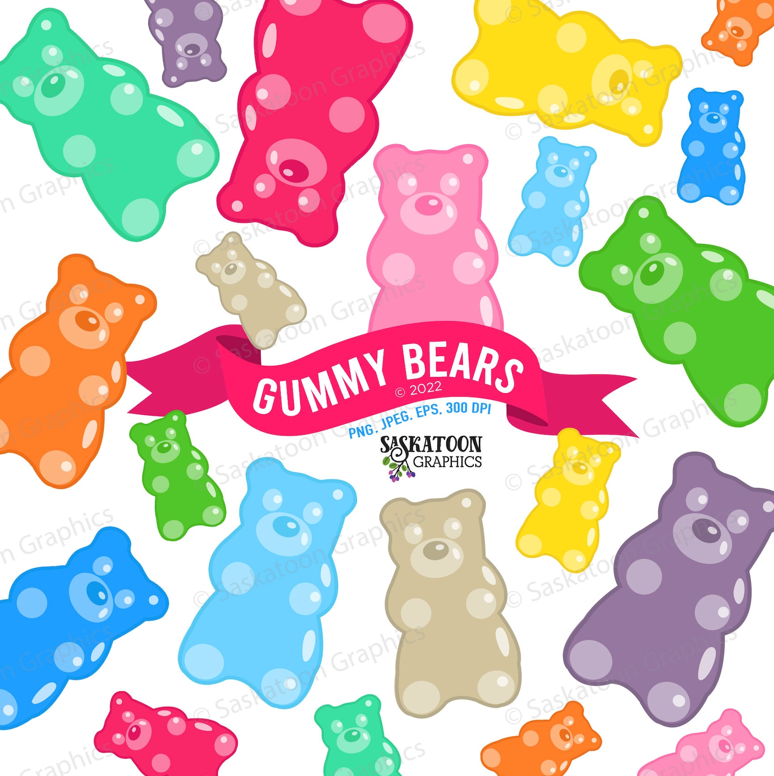 Gummy Bear Clip Art Gummi Candies Instant Download File Digital