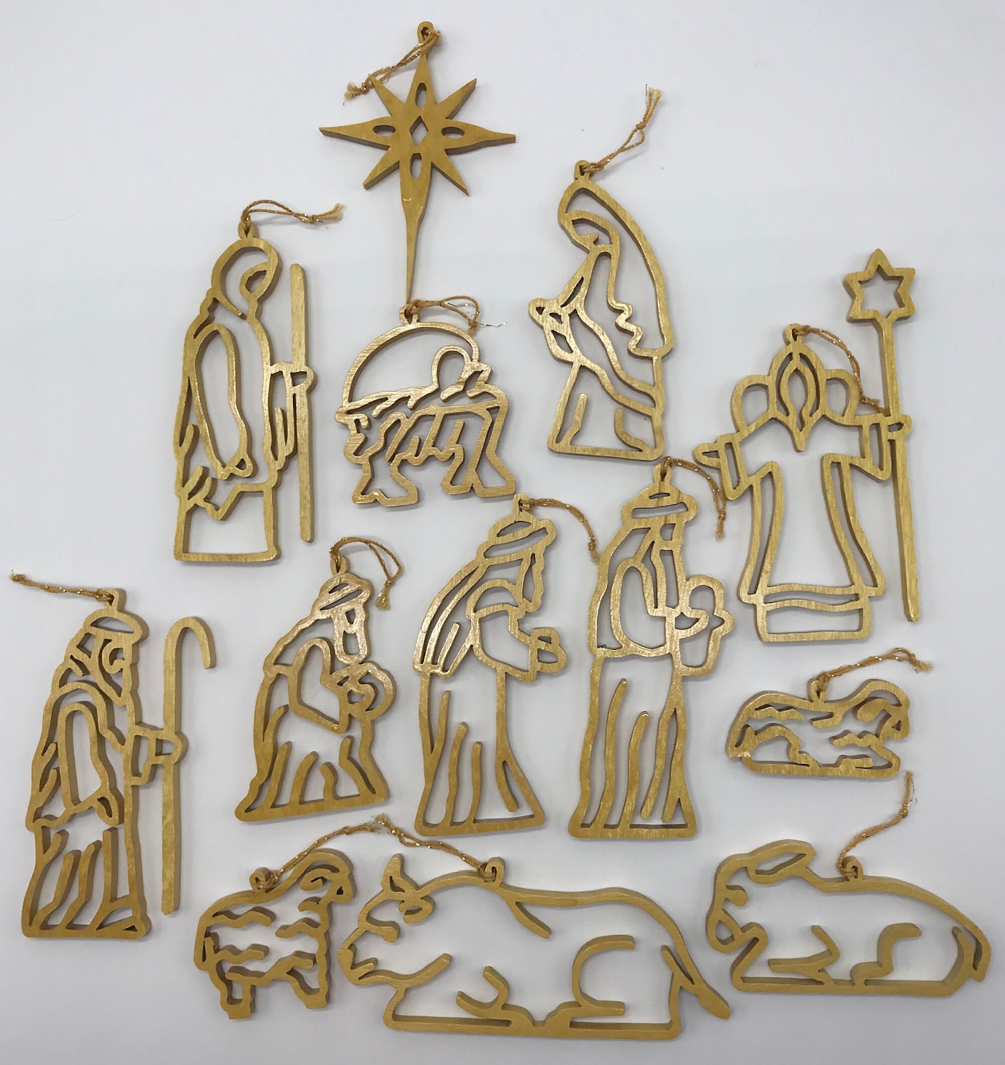 Handmade Wood 13piece Nativity Chrismon Ornament Set Etsy