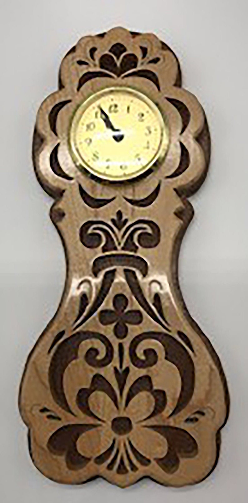 Handmade Wood Fretwork Rosemaling Wall Clock Scroll Saw Art Etsy
