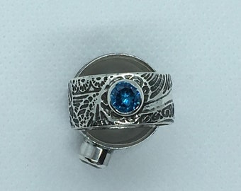 Sterling Silver Band with Blue Zircon Gemstone