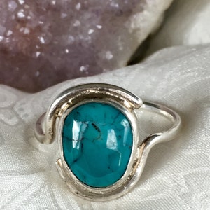 Solid Turquoise Sterling Silver Ring
