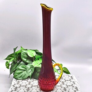 Kanawha Red Amberina Swung Vase with Handle