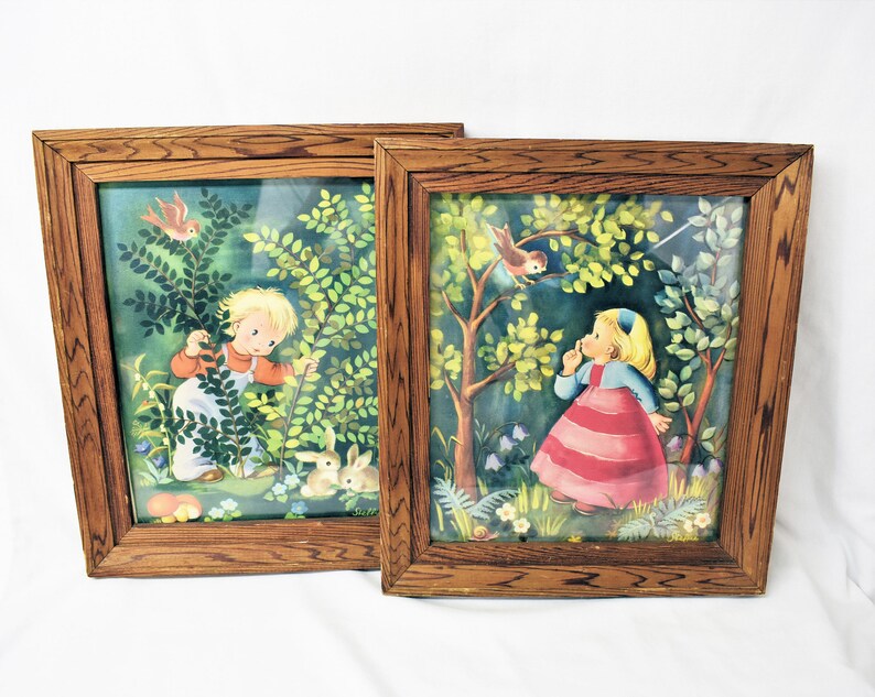 Two Vintage Steffie Browning Framed Prints Little Girl with Etsy