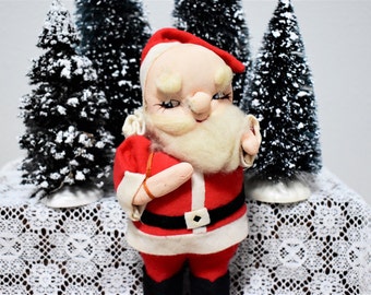 Felt Santa Clause Figurine with Cloth Bag Made in Japan
