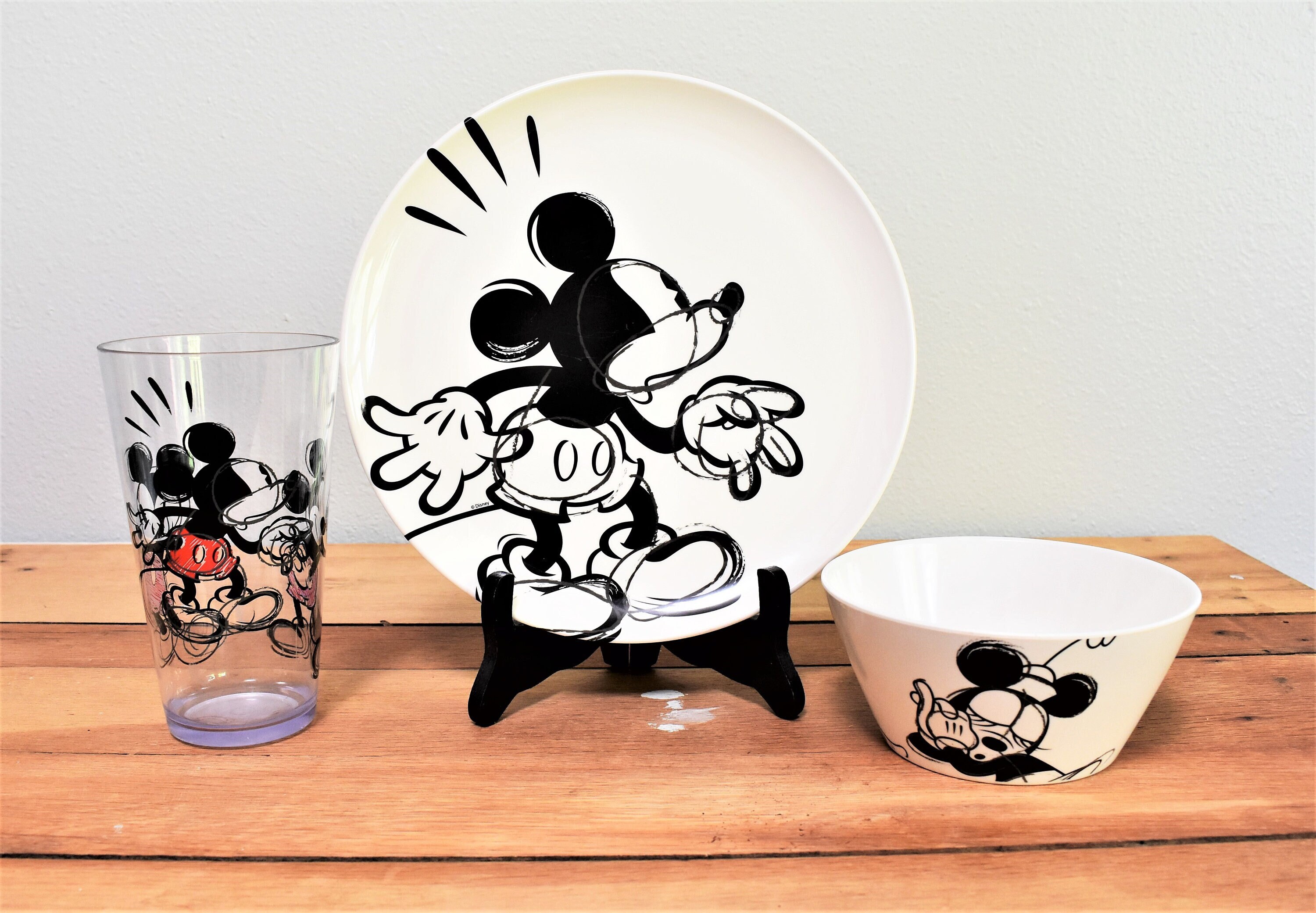 Retro Black and White Mickey Mouse Melamine Dinner Plate Bowl | Etsy