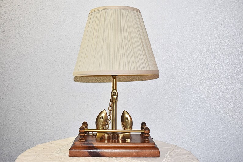 Vintage Coastal Decor Brass Anchor With Chain Nautical Desk Etsy
