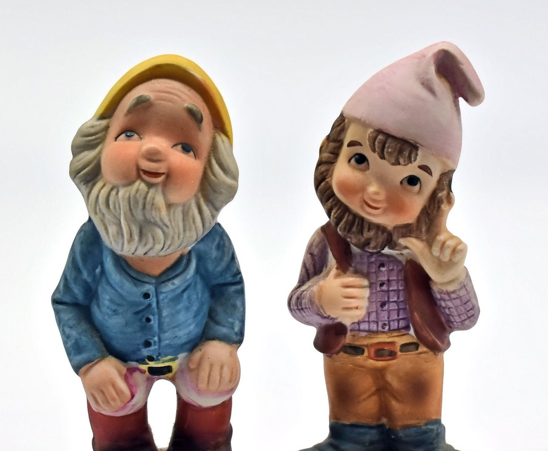 Vintage Ceramic Gnome UCGC Elf Figurine Set Etsy