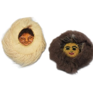 Alaskan Cottonwood Inuit Eskimo Mask Hanging and Handmade Lapel Pin