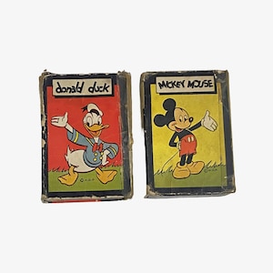 Walt Disney Vintage Mickey Mouse and Donald Duck Children's Playing Cards with Instructions