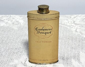 Cashmere Bouquet Talcum Powder, Vintage Colgate Fragrance Powder Yellow Tin