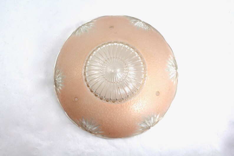 Vintage Round Glass Ceiling Light Cover Frosted Opaque Circle Retro Peach Pink Flush Mount Lighting 1930s Or 40s