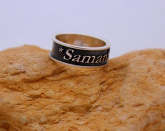 Anello impilabile personalizzato, anello in argento personalizzato, anello in argento personalizzato, anello in argento inciso, gioielli su misura