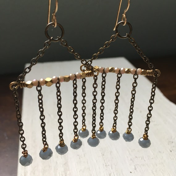 Czech Glass Crystal Chandelier Earrings - Crystal Chain Chandelier Earrings Czech Glass Crystal Chandelier Earrings - Crystal Chain Chandelier Earrings