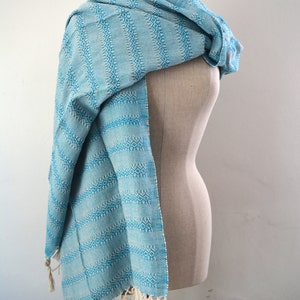 Mexicano Rebozo Labrado Azul Turquesa Natural Branco Algodão Azul Turquesa Blanco Natural Algodon Porta-bebês Xale Wrap (2 Metros | Metros)