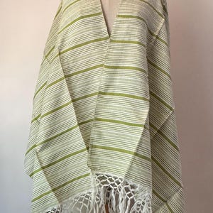 Mexicano Rebozo Hilo Branco Verde Padrão Geométrico Blanco Verde Geométrico Algodón Envoltório de Algodão Corredor Ikat Portador de Bebê