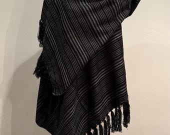 Meksykański Rebozo Mexicano Abuelita Stripe Czarny Biały Blanco Negro Rayado Chusta Doula