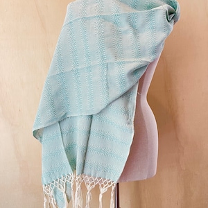Mexicano Rebozo Mexicano Algodon Algodão Labrado Aqua Verde Natural Branco Verde Agua Blanco Envoltório Natural Portador de Bebê Doula (2 Metros Metros)