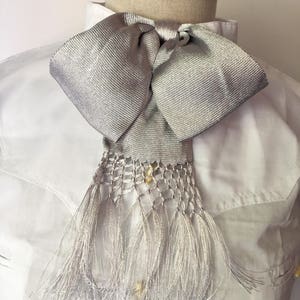 Mexikanische Charro Moño Sencillo Fliege Silber Plata Handarbeit