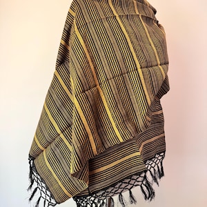 Mexicano Rebozo Hilo Preto Amarelo Padrão Geométrico Negro Amarillo Geométrico Algodón Envoltório de Algodão Corredor Ikat Porta-bebês