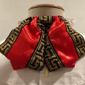 Mexican Charro Moño Red Gold Trim Rojo Oro Grecas Bow Tie Handcrafted Mariachi Mexicano