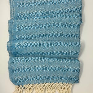 Mexicano Rebozo Labrado 5 Metros | Metros Azul Turquesa Natural Branco Algodão Azul Turquesa Blanco Natural Algodon Portador de Bebê Xale Envoltório