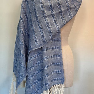 Rebozo Mexicano Labrado Algodón Algodon Azul Blanco Natural Azul Blanco Chal Natural Wrap Runner Portabebés Ikat Doula (2 Metros / Metros)