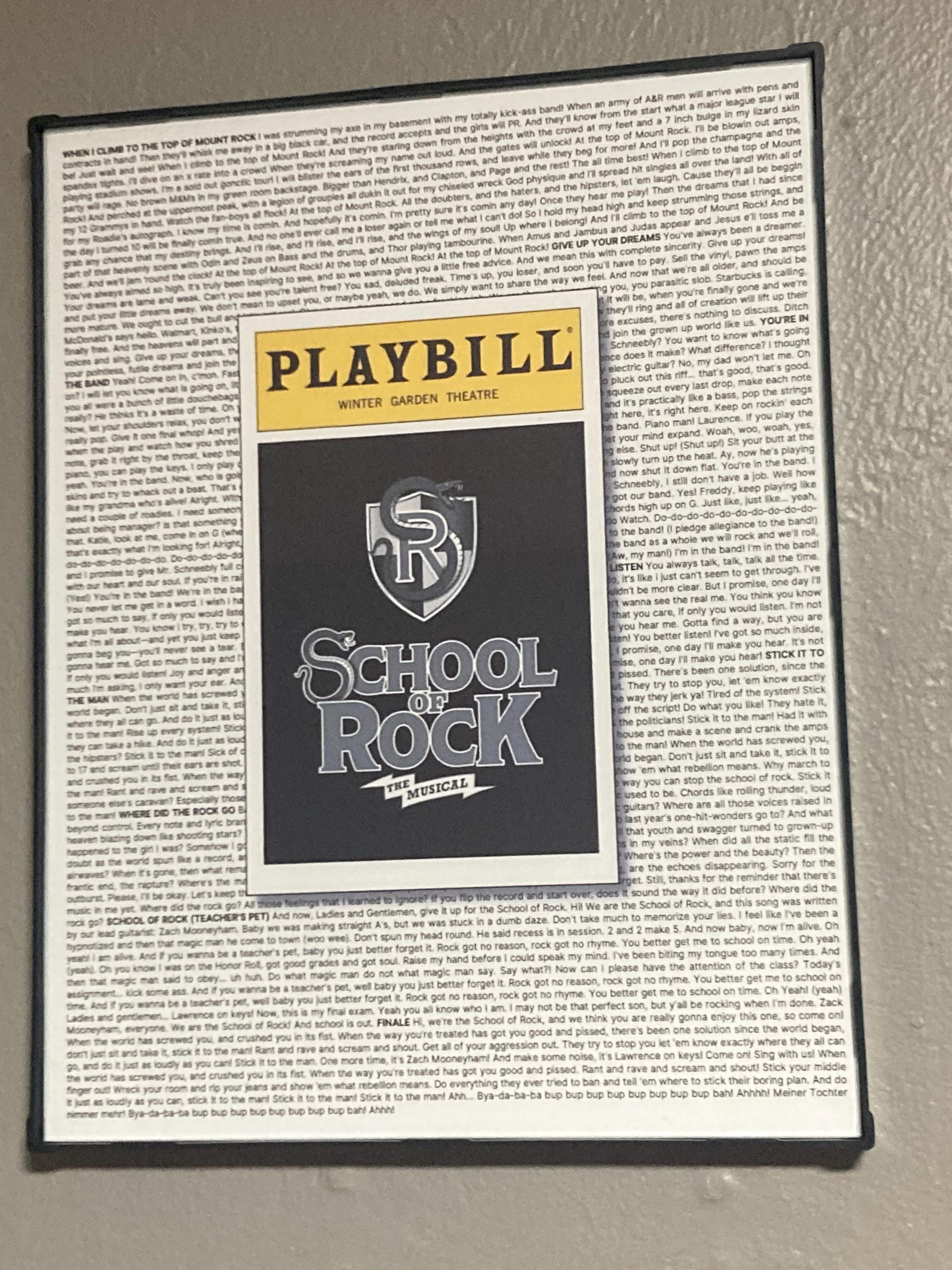School of Rock Playbill/Lyric Poster