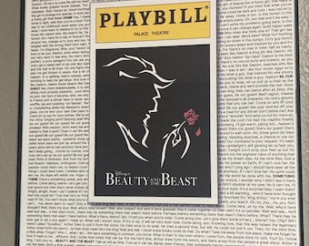 Cartel con letra y programa de La Bella y la Bestia