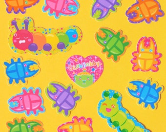 Mini Bug Sticker Flakes Beetle Stickers Caterpillar Rainbow Cute