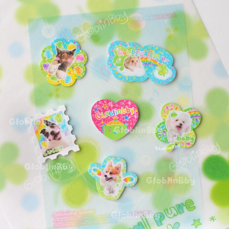 Mini clover individual stickers done in a heisei retro clover style.