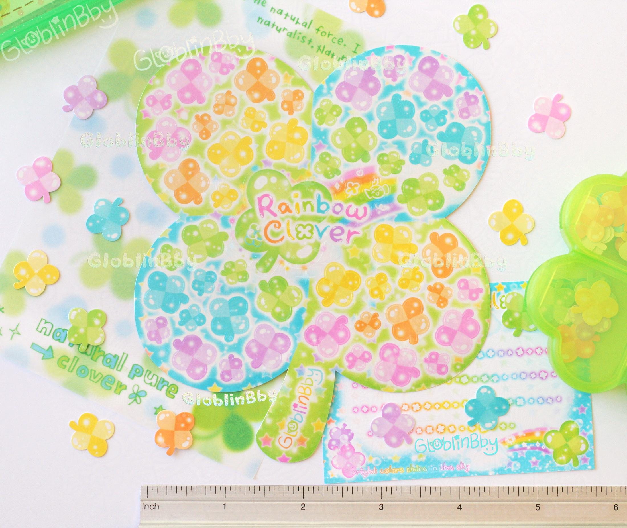 Clover Sticker Sheet Rainbow Deco Stickers Clovercore Cute Kawaii ...