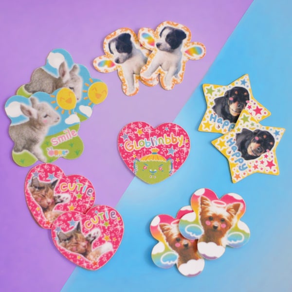Mini Animal Sticker Flakes Tiny Y2K Stickers Cat Dog Lamb Rainbow 2000s