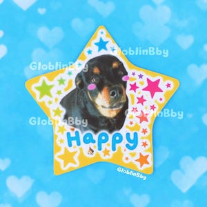 Sticker pour chien Chiot arc-en-ciel et nuages Kawaii Heisei rétro Rottweiler Doggy Rottie