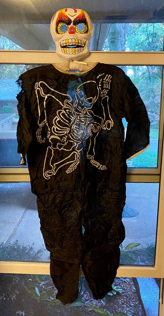 Vintage Halloween SKELETON Costume with Mask