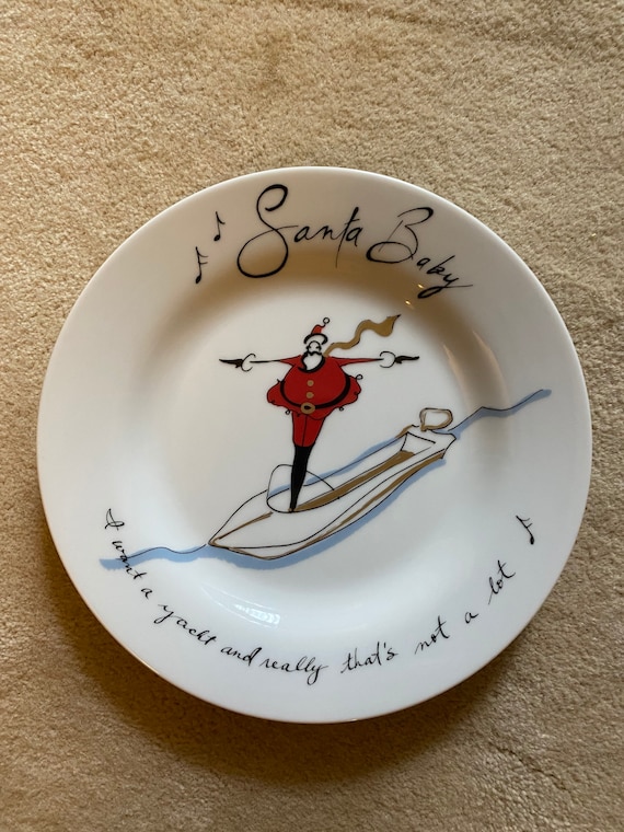 Vintage Pottery Barn santa Baby Christmas Plates 8 1 2 Etsy