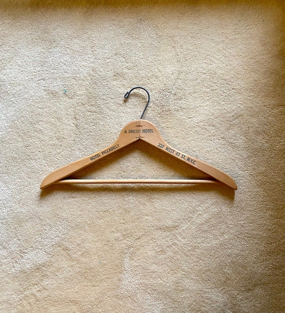 HOTEL PICCADILLY New York City Antique Wooden Coat Hanger picture