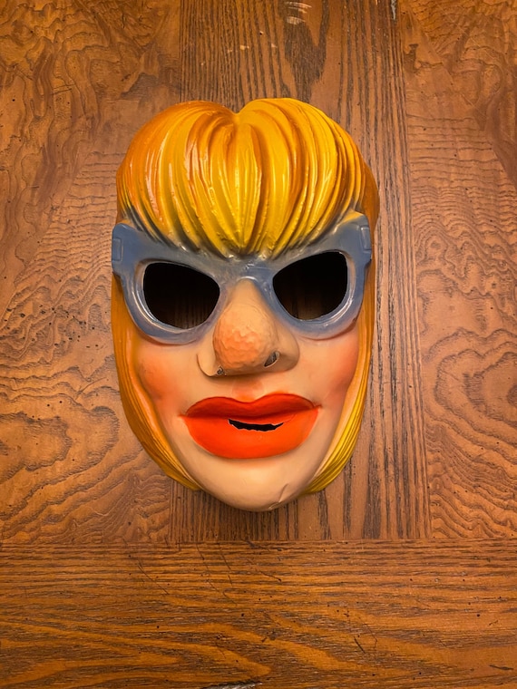 Vintage 80s Gross Scary Repulsive Rotting Pumpkin Adult Halloween Face Mask