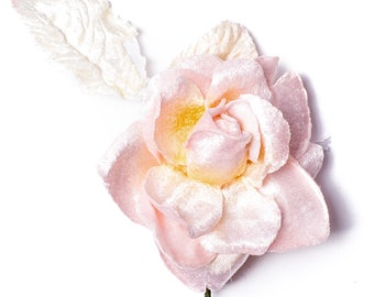 Vintage pink Rose, velvet millinery rose, vintage velvet rose, corsage rose, millinery flowers, pink velvet rose,pink flowers, small rose