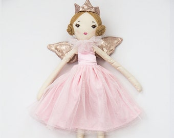 Pink handmade princess fairy doll. fairy doll. princess doll. whimsical toys. baby gift. Soft toys. little girls toys. ballet doll. pink toy