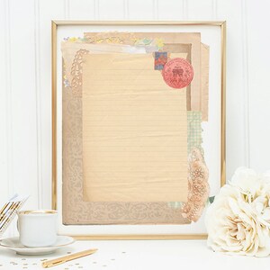 Vintage writing paper: digital paper, vintage inspired collage, digital artwork, art supply.