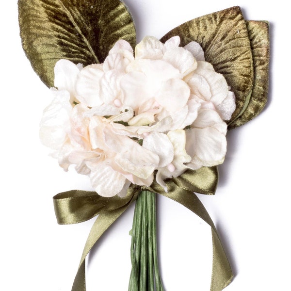 Cream hydrangea posy, velvet flower posy, millinery flowers, flower girl posy, scrapbooking and craft flowers