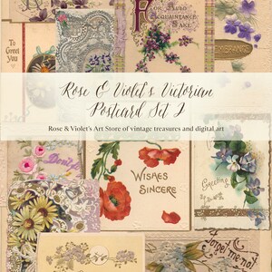 Victorian Postcard Set 2, Transparent Background PNGs, collage clip art, scrapbooking, digital clip art, stationery arts