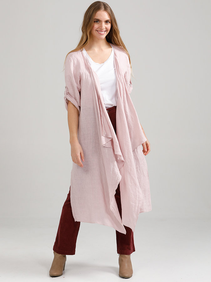 Pink Sabine Coat Long Linen Coat Coat Pure Linen Linen - Etsy