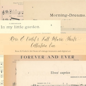 Vintage Music Sheet Collection 1, Antique Music Papers, digital papers, vintage paper, clip art, collage clip art, scrapbooking, journaling