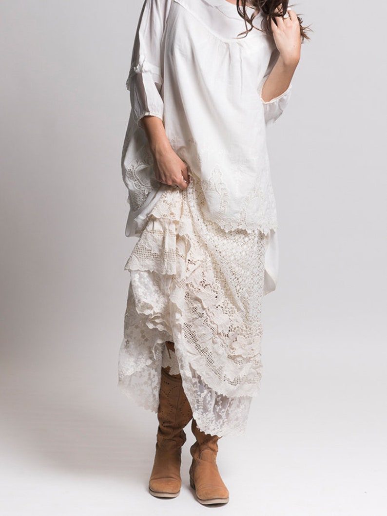 Long Lace Skirt. Vintage Lace Skirt. Cream Lace Skirt. Boho Etsy